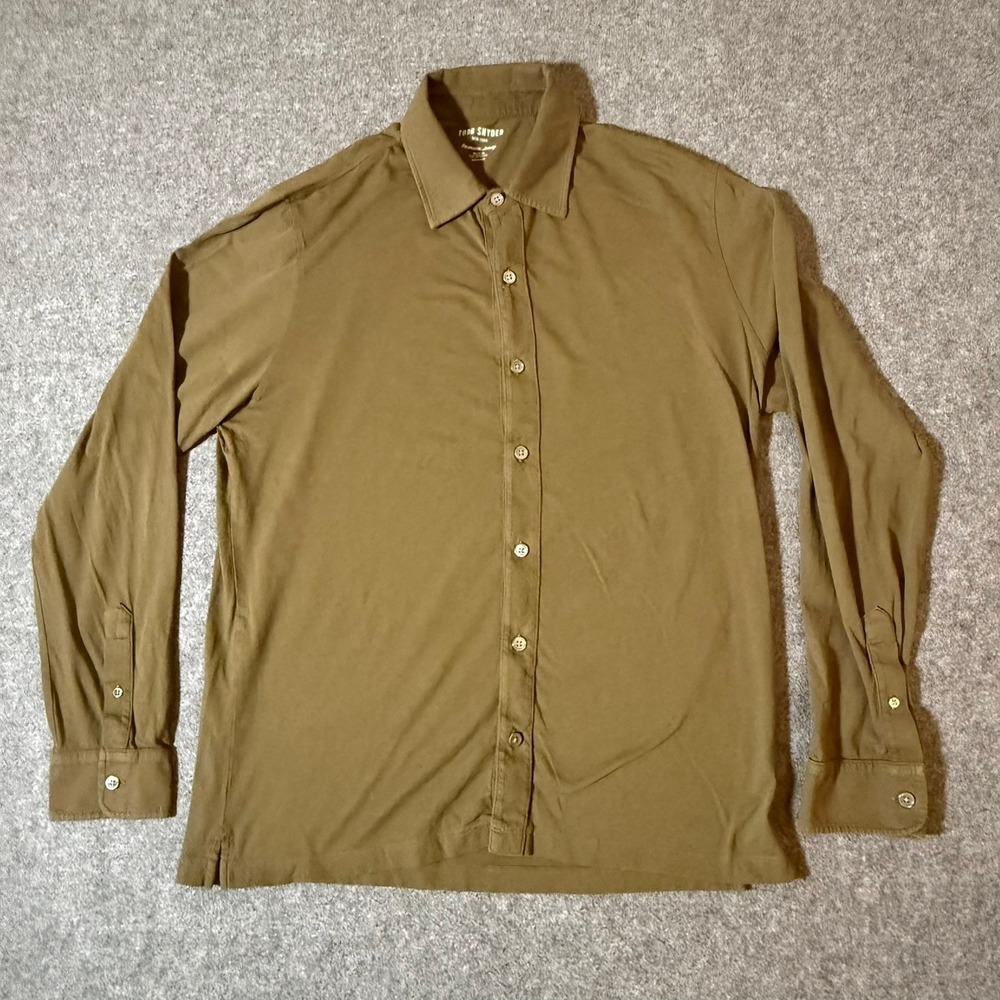 Todd Snyder New York Premium Jersey Button Down Shirt Mens Large Olive Green USA